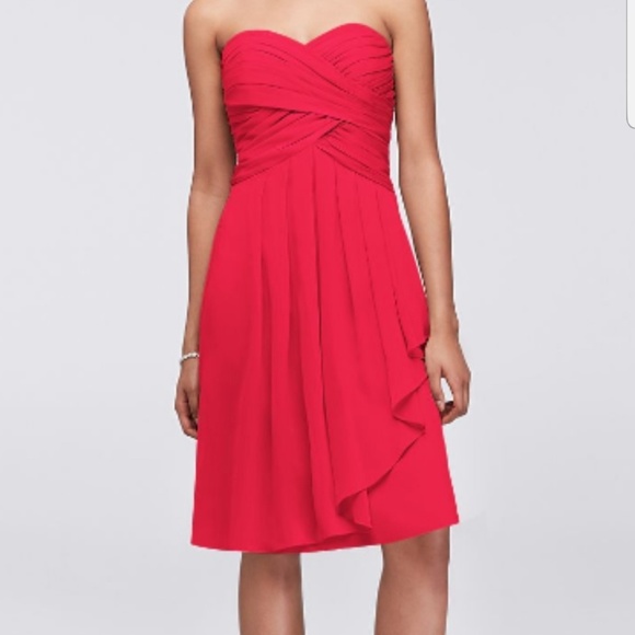David's Bridal Dresses | Red Strapless Bridesmaid Dress | Poshmark